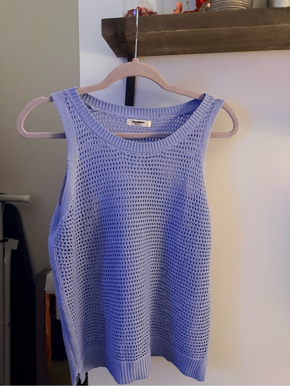 zeagoo Sky Blue Crochet Knit Tank Top - Picture 3 of 3